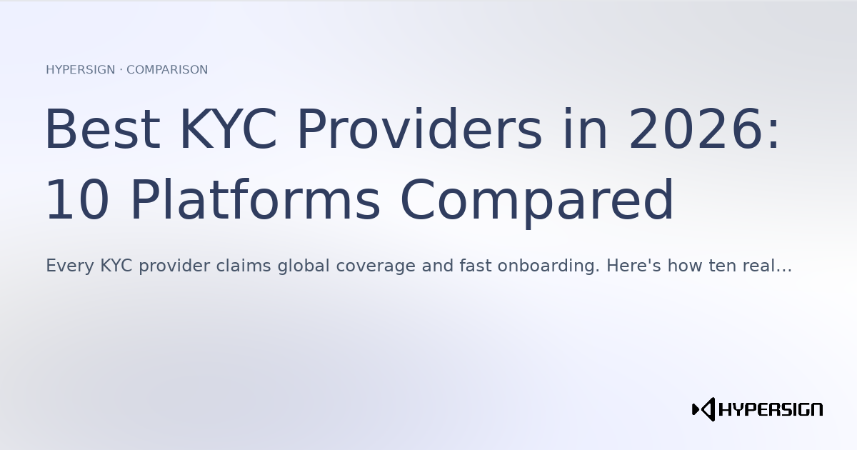 Best KYC Providers in 2026: 10 Platforms Compared