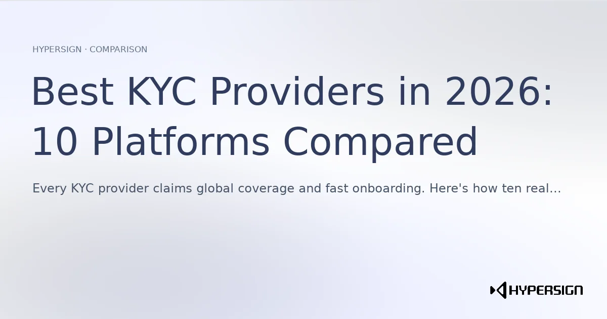 Best KYC Providers in 2026: 10 Platforms Compared