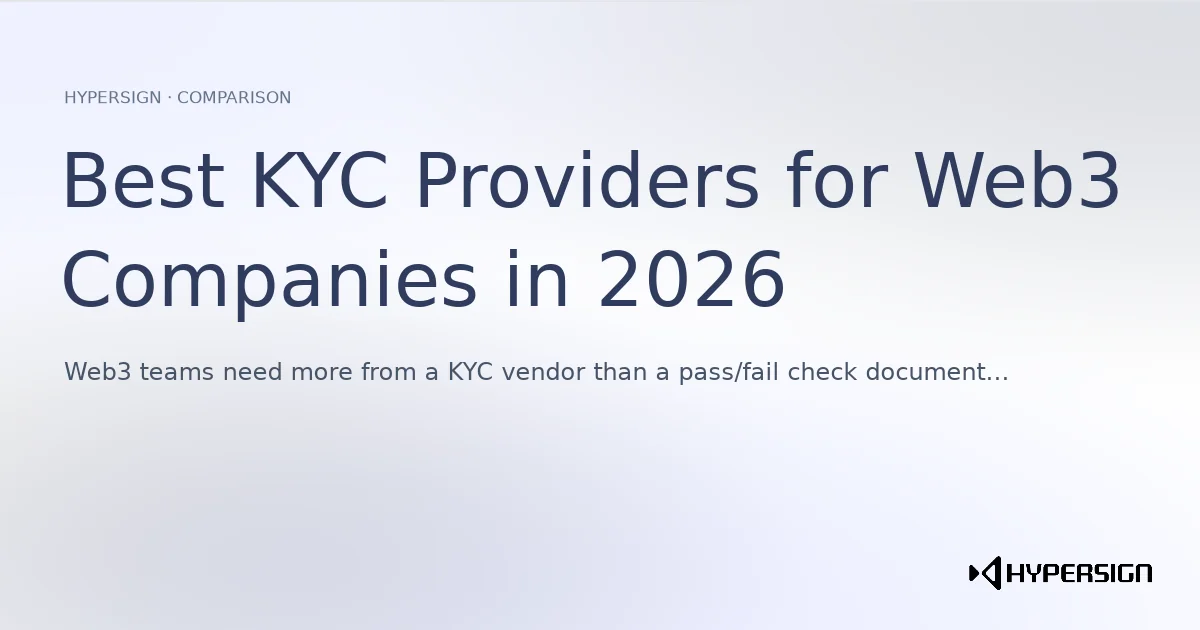 Best KYC Providers for Web3 Companies in 2026: 9 Platforms Compared